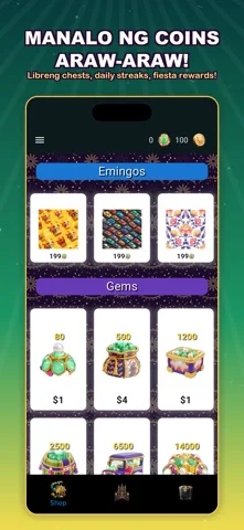 ChatBingo daily rewards and store screen