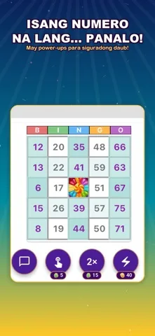 ChatBingo five by five numbered card during a round