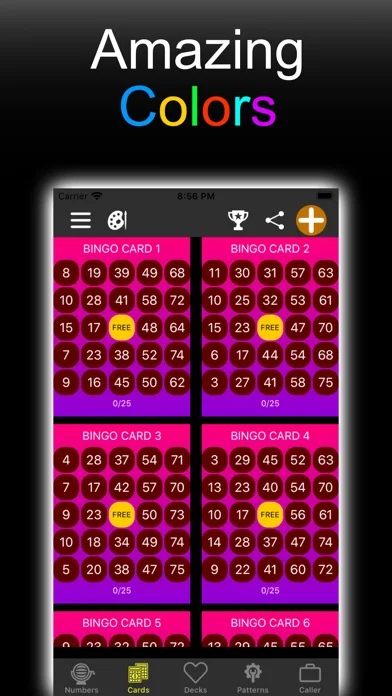 SnapBingo colorful card marking screen