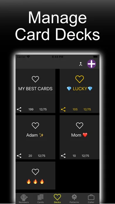 SnapBingo card deck management screen