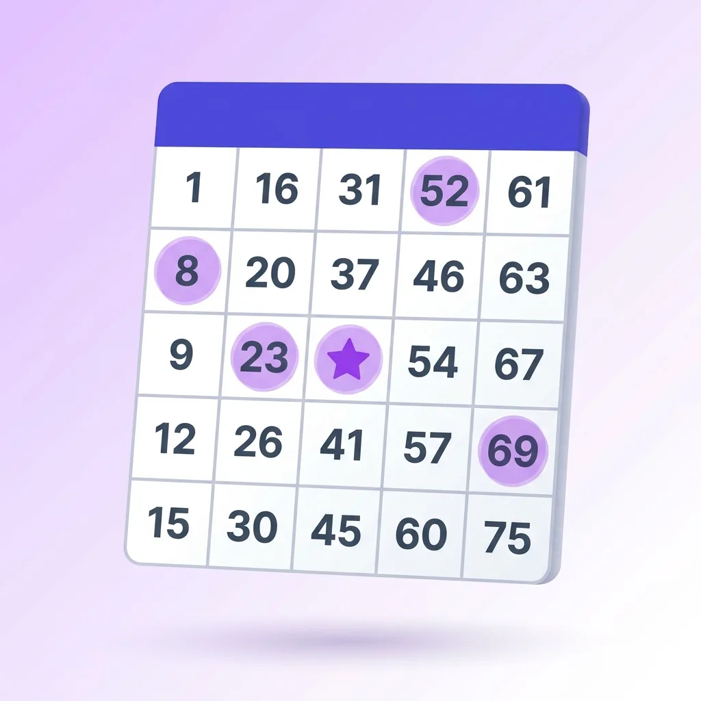 Printable 75-ball bingo card with a 5x5 grid and center free space
